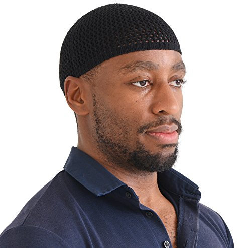 CHARM Seide Schädel Mütze Handgefertigt in Japan Dehnbar Kufi Hut Beanie für Männer Herren Damen Schwarz XL