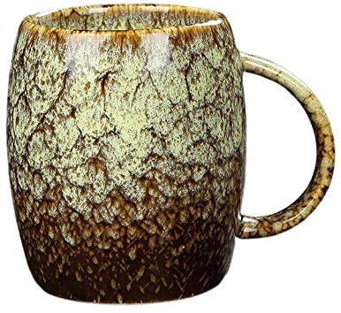 400ml Großer Keramik-Kaffeebecher mit Henkel, Neuheit Vintage Tee Tasse Latte Tassen Tassen für Büro und Haus, einzigartiges Geschenk für Männer Frauen,gelb