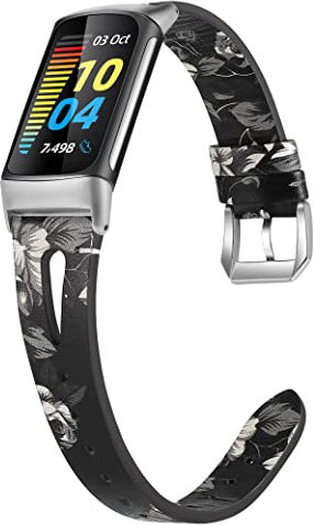 Wearlizer Kompatibel mit Fitbit Charge 6/Charge 5 Armbänder für Damen Herren, Weiches Lederarmband Ersatzarmband,Schlankes Armband zubehör für Charge 6/Charge 5 Activity Tracker