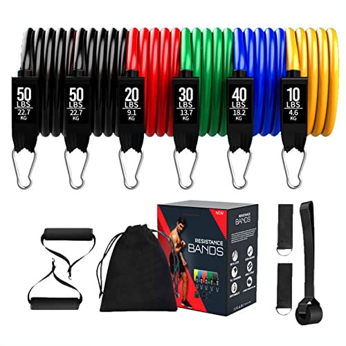 11-teiliges Widerstandsband-Set – Türanker-Beingurt, 200 Lb, Multifunktionales Fitness-Set Für Zuhause, Fitnessstudio, Büro