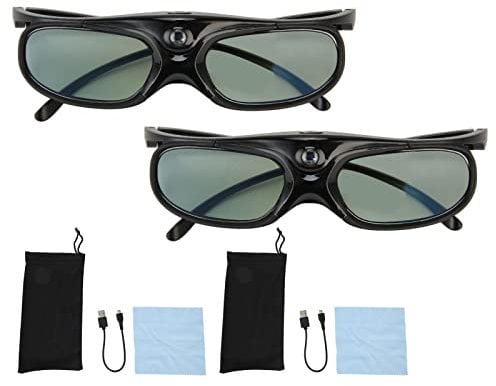 DLP Link 3D Glasses, Rechargeable 3D Active Glasses 144Hz Refresh Rate Compatible for Vivitek, for LTV 2500, for LTV 3500, for Vanish TV Projectors