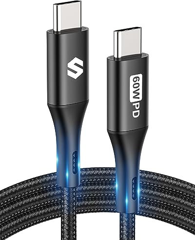 Silkland Câble USB C vers USB C 2M, 3A 20V 60W, PD 3.0&QC 4.0+, Charge Rapide Type C vers Type C pour iPhone 15 Serie, Samsung S24 Ultra/S24/S23/S22/S21, iPad Pro/Air 5/Mini 6, MacBook Air/Pro, Pixel