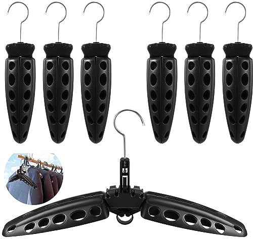 Mifoci 6 Pcs Wetsuit Hanger Foldable Surfing Suit Hangers Folding Vented Hanger Surfing Accessories Scuba Diving Accessories, Black, 20 Inches/ 51 cm After Unfolded