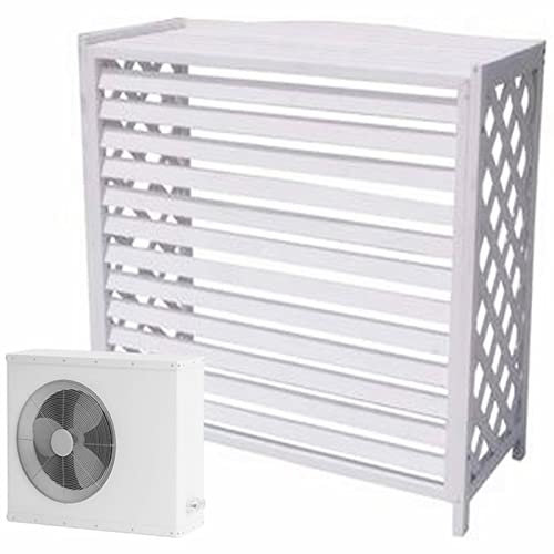 EYLINK klimaanlage Abdeckung wärmepumpe Abdeckung Zentrale Klimaanlagenabdeckung im Lamellendesign aus Holz, dekorativer Sichtschutz zum Schutz von Klimaanlagen und Wärmepumpen, Schutzgitter für Au