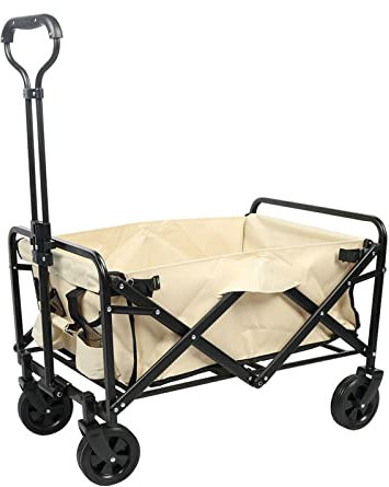ONDIAN Bollerwagen Faltbar Klapper Camping Cart Outdoor Garden Trailer Wagon Trolley für Camping Strand (Farbe : Weiß, Size : 72x48x90cm)