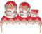 53Pcs Merry Gingerbread Man Tableware Set, Red Christmas Decorations, 7in Paper Plates & Napkins, 9in Plates for Picnic