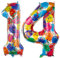 Ponmoo 40 Zoll Foil Luftballon Zahlen 14/41 Mehrfarbig (101cm), Aufblasbares Helium oder Luft, Riesige Folienballons Nummer 0-100, Große Ballones für Hochzeitstag und Geburtstag Party Dekoration