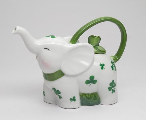 56652 Fine Porcelain Shamrock Lucky Elephant Teapot, 7-1/4 L