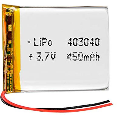 Batterie 403040 LiPo 3.7V 450mAh 1.665Wh 1S 5C Liter Energy Battery pour l'électronique Rechargeable Téléphone Portable Smartwatch GPS - Ne Convient Pas à la Radiocommande 42x30x4mm (450mAh|403040)