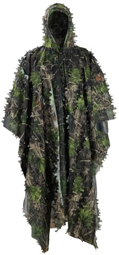 Zicac 3D Ghillie Tarnanzug, Outdoor mit schnelltrocknend Polyester 3D-Blätter Tarnen Cape Umhang Mantel Stealth Waldjagdbekleidung