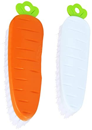 Cabilock 2 Piezas cepillo de limpieza de zanahoria cepillo para fregar con mango plumero limpiador de alfombras portátil limpiador alfombras barredora de polvo duradera cepillo de plastico