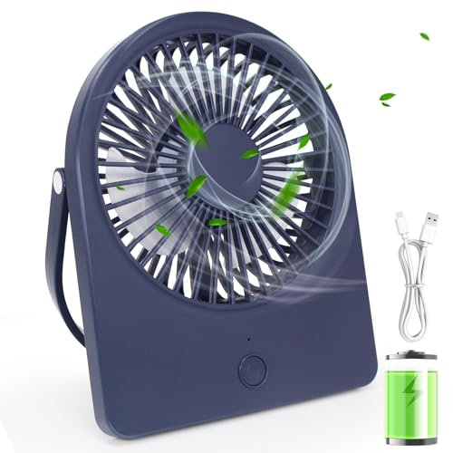 WD&CD Mini Portatil Ventilador USB, Ventilador de Mesa Regulable en 3 Velocidades, Mini Ventilador de Escritorio, Ventilador de refrigeración personal USB para Oficina Hogar Viajar Cámping, Azul