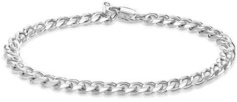 ALEXCRAFT Bracciali Acciaio Uomo Bracciale Catena Donna Braccialetti Uomo Argento Ragazzo Minimal Regolabile Regalo 5mm 19cm