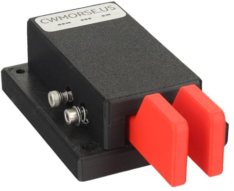 Minadax CWMORSE Morse Doppel Paddle Taste Rot | Präzisionslager & Kabel | 71g