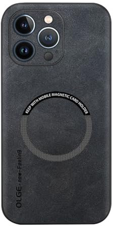 FIFTHAVE Custodia magnetica per iPhone 13 Pro, in pelle, compatibile con MagSafe Leather Slim Morbido TPU Bumper Case antiurto antigraffio Custodia protettiva antiscivolo Cover 6.1 Nero