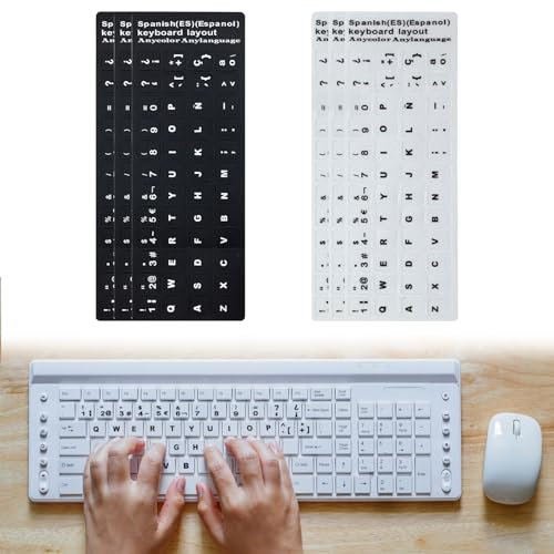 Rakiuty Pegatinas para Teclado Español de Repuesto,EspañOl para Teclado,Teclado para el Ordenador Portátil del Ordenador,Pegatinas para Teclado Español,Repuesto Pegatinas Teclado Español,6 Piezas