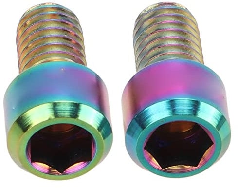 Qukaim M6x10mm Disc Brake Wire Fixing Bolt Bicycle Disc Brake Cable Fixing Screw, M6x10mm Disc Brake Wire Fixing Bolt, Colorful Titanium Bolts for Mountain Road Bike, C Brake & V Brake