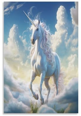 EVMILA Einhorn Poster;Wandbild Kunstdruck Wand-Dekorationen Mit Eindrucksvollen Farben 12x18inch(30x45cm)