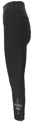 GURU SHOP Yoga Leggings mit Tribal Print, Bio-Baumwolle Blockprint Leggings - Schwarz, Damen, Size:S