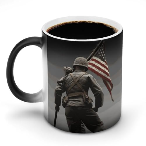 LYHVSFJW Heat Changing Coffee Mug United States Marine Color Changing Mug 11 Oz Ceramic Mug Heat Changing Mug Heat Sensitive Mug Novelty Coffee Cup Discoloration Mug for Women Men