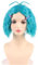 COSPLAZA Kurze grün-blaue Perücke für Damen gewellte lockige Perücken Anime Cosplay Kostüm Perücke Middle Parted Neid Envy Wig
