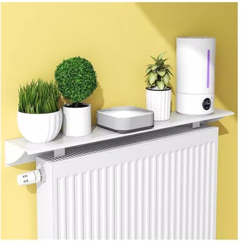 Custom Radiator Top Shelf White Aluminum Wall Shelf for Bedroom/Study/Kitchen Splicable Above Radiators No Drilling Required Large Size 150cm/59in Stylish and Functional Shelving Solution