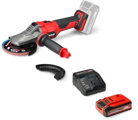 Einhell Professional Akku-Flachkopf-Winkelschleifer TP-AG 18/125 F Li BL Power X-Change (18 V, 700 W, 125 mm Scheiben-Ø, 33 mm Schnitttiefe, Brushless, inkl. 4,0 Ah PLUS Akku + Zubehör)