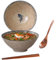 Ceraozmus 1200 ml Keramik-Ramenschalen,20 cm große japanische Nudelsuppenschüssel,übereinstimmen Essstäbchen und Löffeln,Geeignet für Pho，Udon asiatische Nudeln (Japanischer Fisch)