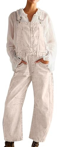 YIzdegg Salopette estive da donna, a gamba dritta e larga, casual, con tasche, senza maniche, spalline regolabili, comode tutine in denim
