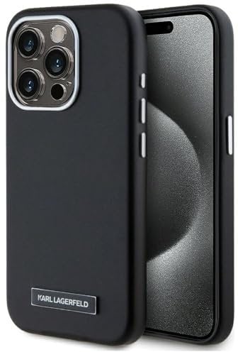 CG Mobile Karl Lagerfeld FW - Placa metálica Compatible con MagSafe para iPhone 15 Pro, Color Negro