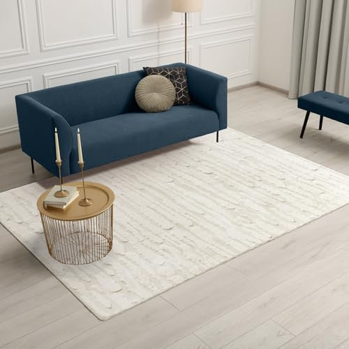 Art Universe moderner Kurzflor-Teppich Hoch-Tief Effekt, Wohnzimmer, Schlafzimmer, hohe Flordichte, 3D Design, weich, Design Beach, Größen 80x150 cm, 110x160 cm, 160x230 cm (80x150 cm, Design Beach)