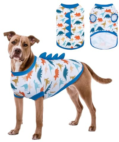 UNIPUP U-COSBX02XXL Chemise de Protection Solaire UPF 50+ – Gilet rafraîchissant sans Manches pour Grands Chiens et garçons, t-Shirt à séchage Rapide avec Cornes de Dinosaures Amusantes, vêtements de