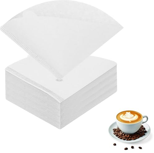 200 PCS Coffee Filter Papers, Natural White Disposable Coffee Filter Paper, Compatible with Dripper Makers (1-4 Cups) (White)