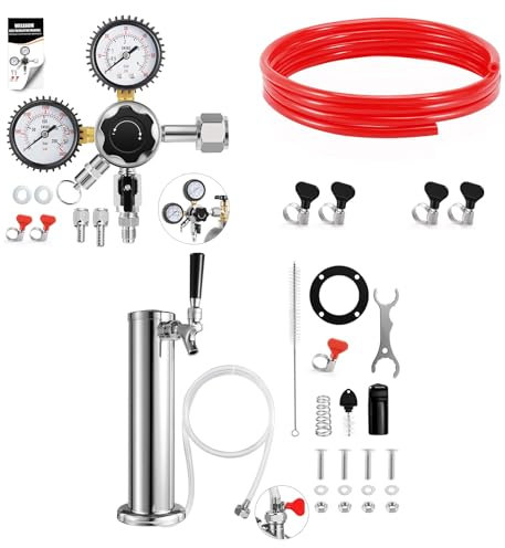 ERSINIAN Kit de Tour de Robinet Kegerator, régulateur de CO2, régulateur de fût de bière, Tuyau de Conduite de gaz CO2 Rouge