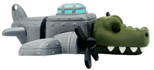 Bombardino Cocrodilo - Figura Articolata XL 17 cm - Bombardiere con Testa di Coccodrillo - Eliche Girevole e Bocca Mobile - Meme Viral Brainrot - Collezionabile Brian rot Meme Italiani - Tralal
