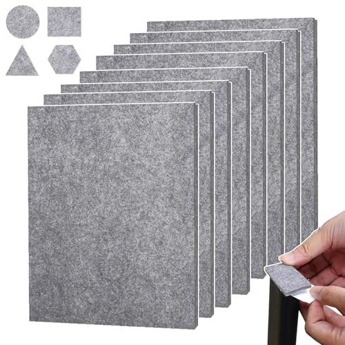 LIUYIDM 8 Stück Stühle Filzgleiter Selbstklebend 4mm Filzgleiter für Stühle | 16×20cm Filz selbstklebend Filzunterlage für Bodenschutz Stuhlgleiter Klebefilz,Möbelgleiter Grau