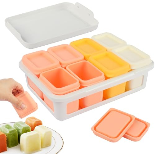 Oaioya 8 Pots Silicone Gourmands pour Bébé - 50ml | Dégradé Candy | Couvercles Hermétiques Anti-Fuite | Résistants au Four & Micro-ondes | Stockage Sain & Ludique