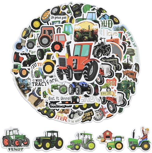 NISENTIA 120 Stück Traktor Sticker Traktor Aufkleber Selbstklebend Kinder Stickers Cartoon Wasserfeste Auto Aufkleber für Auto Laptop Scrapbook DIY Koffer Skateboard Helm Geschenk