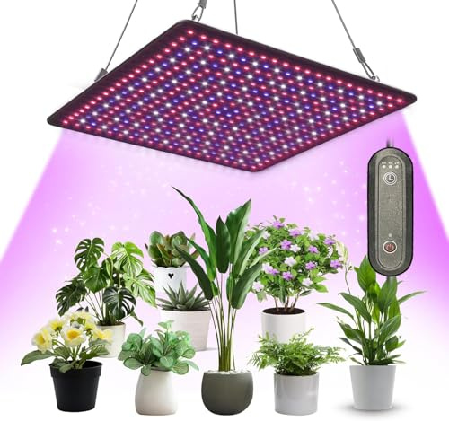 TERRALUX LED Grow Light Panel 600W Lamp for Indoor Plants, Full Spectrum with White Blue Red UV IR LEDs for 3x3ft Coverage Grow Tent Greenhouse Veg and Bloom Seedlings Hydroponics Timer Brightness
