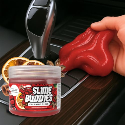 Slime Buddies Cleaning Putty Gel | Car Cleaning Gel for Interiors & Air Vents, Computer, MacBook & Laptop Keyboard Cleaner | Surface Dust Cleaner | Clean Hard to Reach Spaces | Christmas Spice 160g
