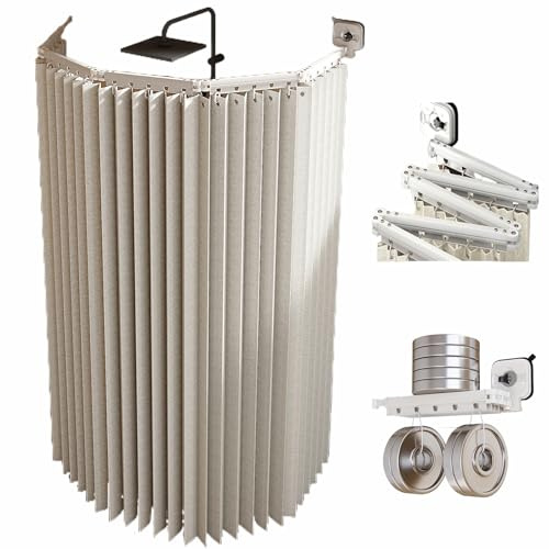 Bastone per tenda da doccia regolabile, retrattile, con ventose, impermeabile, 5 volte, 200 cm, ideale per bagno, finestra, armadio, colore bianco