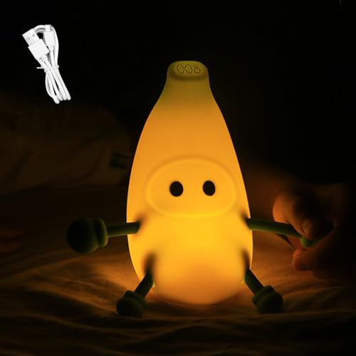 Lustiges Nachtlicht – Silikon, niedliche Bananen-Tischlampe, wiederaufladbar | kabelloses Nachtlicht, dimmbar, Stimmungslampe für Schlafzimmer, Nachttisch, Bürodekoration,