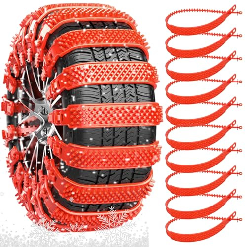 Catene da neve per pneumatici per auto, 10 pezzi, fascette fermacavi in ​​plastica di emergenza antiscivolo, portatili per strade fangose, guida invernale