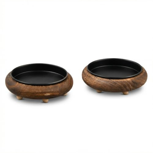 2 Pezzi Sottopiatto per Candele in Legno, Portacandele per Candele Cilindriche, Sottocandela Rotondo Tavolo, Portacandele Decorativi per Cera Battesimo Matrimonio