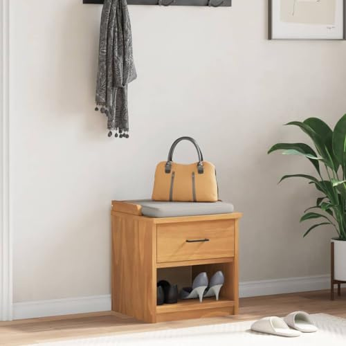 GFEROMRF Solid Wood Pine Hallway Bench 45x40x50 cm with UV Varnish, Entryway Storage Bench and Cabinet for Shoes, Rustic Acacia Wood Look