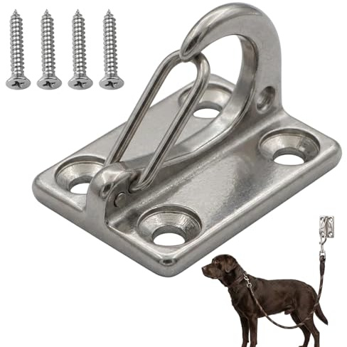 Dog Lead Hook, Dog Anchor and Dog Stakes for Outside, Secure Wall Anchor for Outdoor Tethering, Dog Lead Clip with 4 Screws