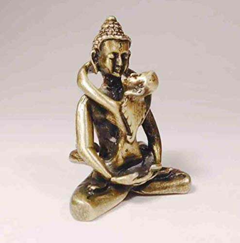 Tibetan Buddha Tantra Lovers Yab-Yum Statue göttliche Union, Messing