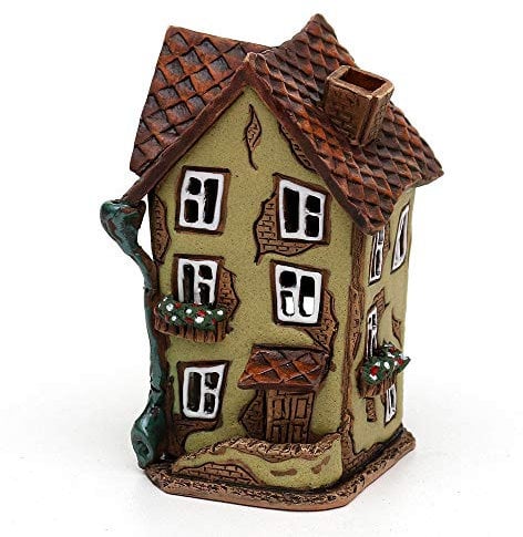 Keramik - Lichthaus - Turmhaus grün - HandArt - Detailgetreu nachgebildet und Handbemalt - Maße: ca. Breite 8 cm x Tiefe 8 cm Höhe 12 cm.