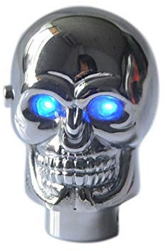 YZYP Schaltknauf totenkopf Skull Shape Universal Manuell Auto Schaltknauf Schaltkopf mit Led light für Schaltgetriebe (Blaue LED)