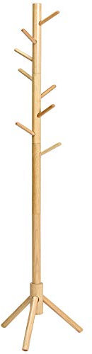 IBUYKE Porte-Manteau en Bois Massif Forme d’Arbre avec 8 Crochets Portant à vêtements sur Pied pour Ranger Vestes Manteaux Chapeaux Couleur bois RF-1193